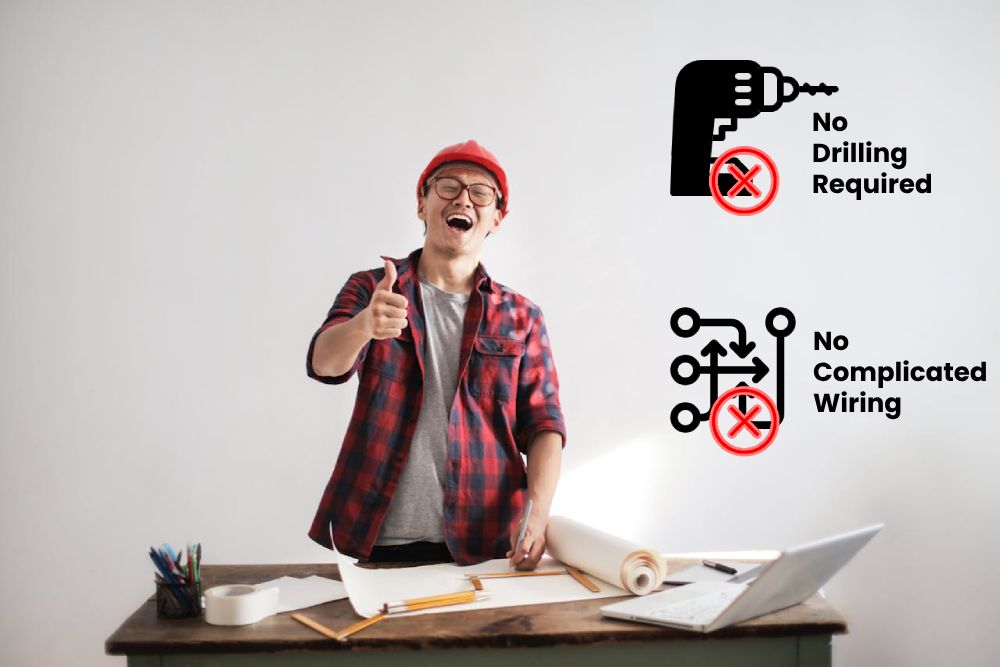 This door sensor is wireless and so doesn't require drilling or complex wiring.