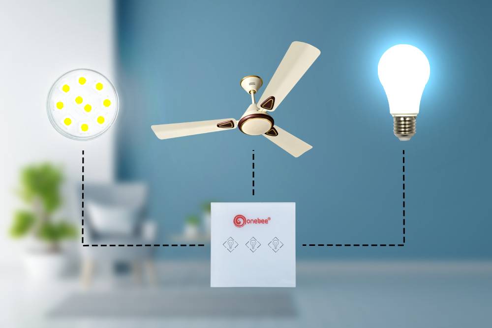 Smart Switch can be connected to various small appliances like lights, fans.